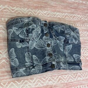 Forever 21 Blue Denim Butterfly Bustier